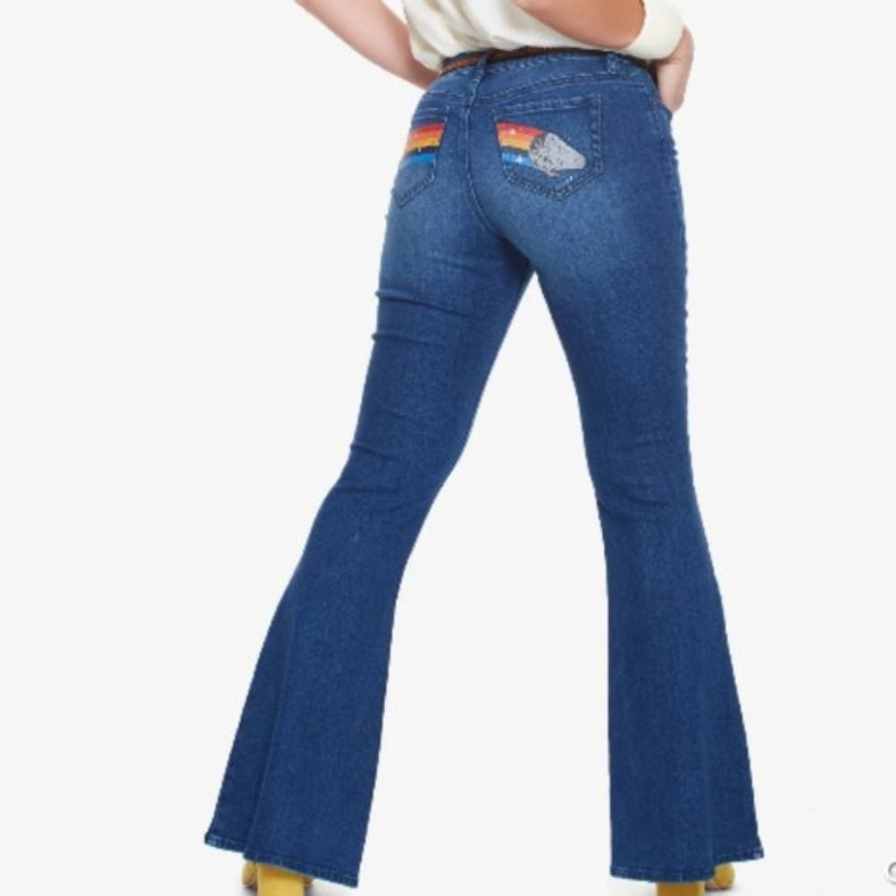 STAR WARS 1 NWT Retro Denim Stretch Bell Bottom Flare Jeans 70s XS